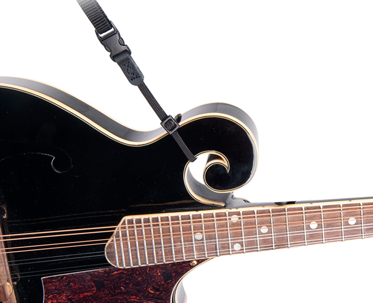 Mandolin/Ukulele Strap attached to scroll neck